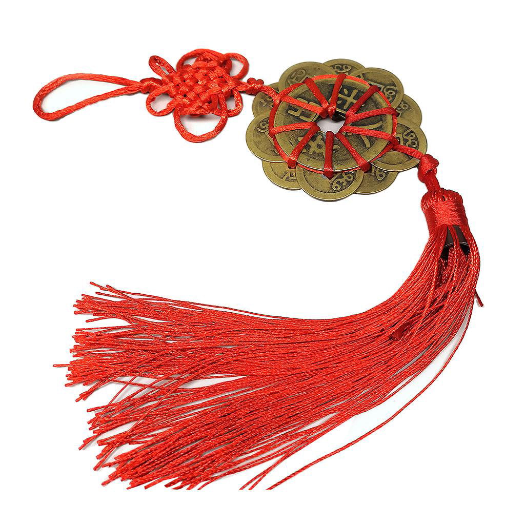 Feng Shui Coin Tassel Pendant Lucky Amulet Wall Hanging Decor Ornament Gift 