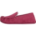 thumbnail image 5 of Womens Slip On Fabric Lined Suede Moccasin Slippers with Hard Sole - Wine - US 7, 5 of 7