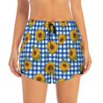 thumbnail image 2 of Xecao's Sunflowers for a double-layer running short for women, perfect for gym, tennis, and more, featuring a convenient pocket., 2 of 9