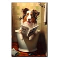 thumbnail image 2 of Australian Shepherd Gift Wall Art, Cute Dog Sitting on The Toilet Reading a Newspaper Bathroom Poster for Dog Lover, Humor Animals Bathroom Canvas Prints, Bathroom Wall Decor, 2 of 5