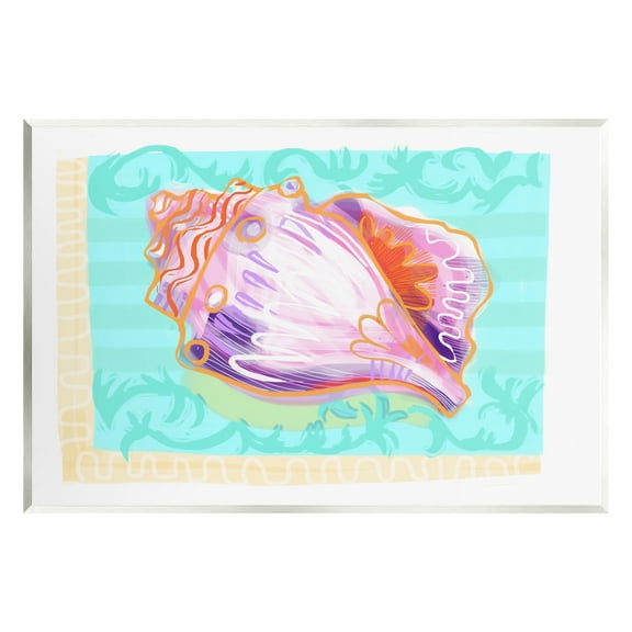 Stupell Industries Patterned Conch Seashell Illustration Nautical Sea Life Graphic Art Unframed Art Print Wall Art, Design by unknown