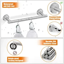 6 Piece Bathroom Hardware Accessories Set With 16" Towel Bar -Silver.