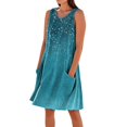 thumbnail image 2 of V Neck Aline Dresses for Women Flowy Floral Sleeveless Dress Summer Casual Wedding Guest Sundress with Pockets, 2 of 5