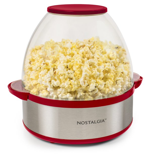 Nostalgia 6Quart Stirring Popcorn Popper, Makes 24 Cups, Red and