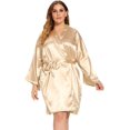 thumbnail image 2 of GFDYREE Women's Plus Size Satin Robes Plus Size Silky Kimonos Robes Sleepwear,Short, 2 of 4