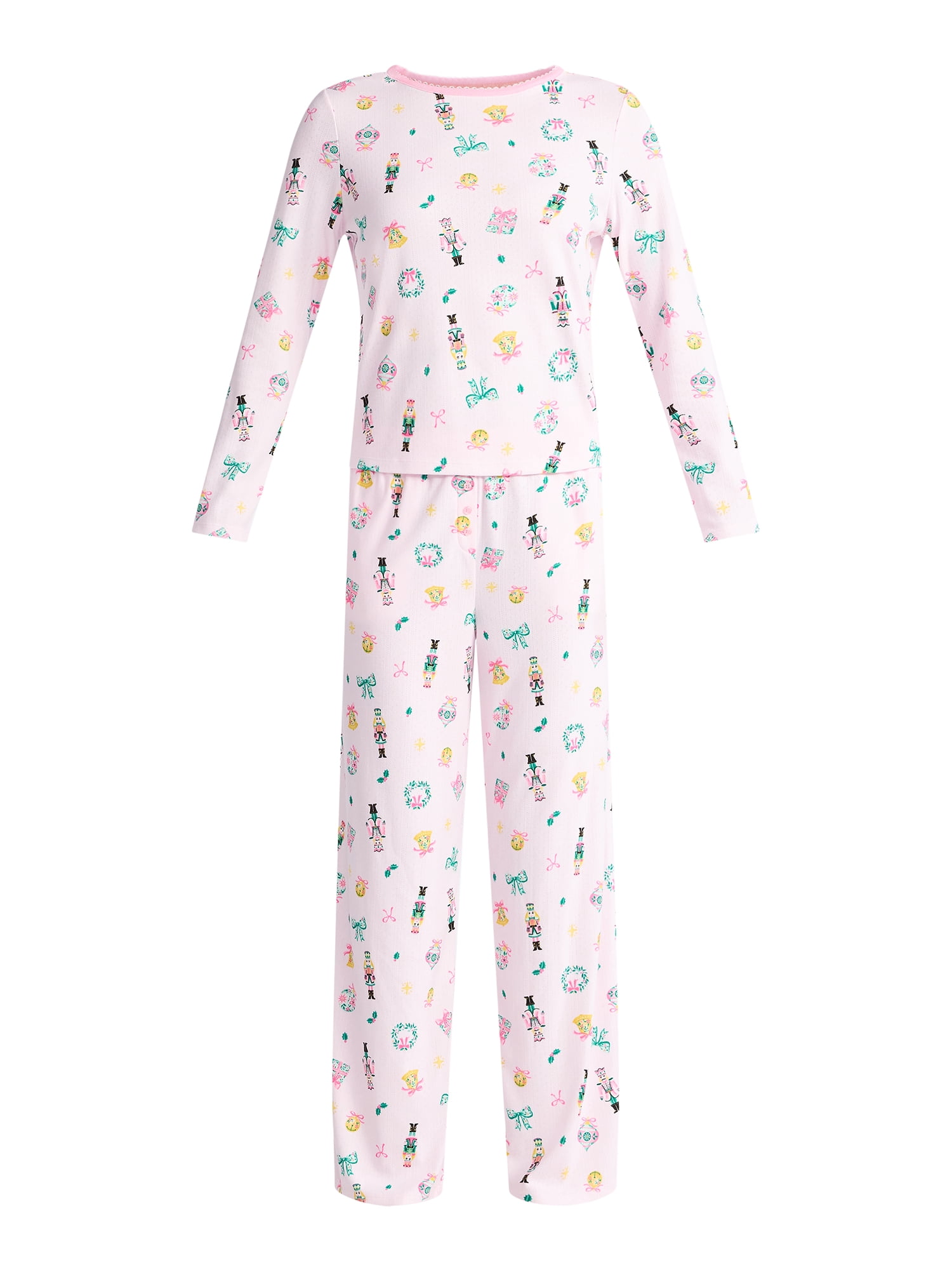 Holiday Time Women's Long Sleeve Sleep Top and Wide Leg Pants Pajama Set, 2-Piece, Sizes XS-3X