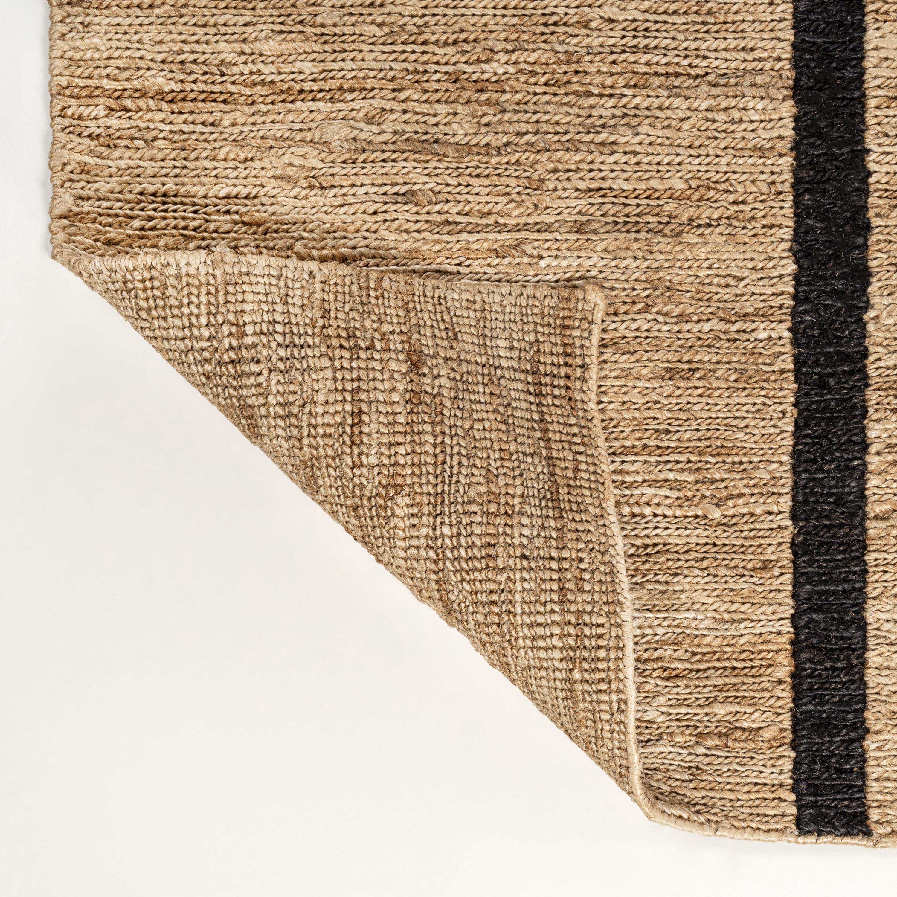 JONATHAN Y NATURAL FIBER 5 x 8 Area Rug, Olivier Rustic Stripe Jute - Natural/Black, NRF200A-5