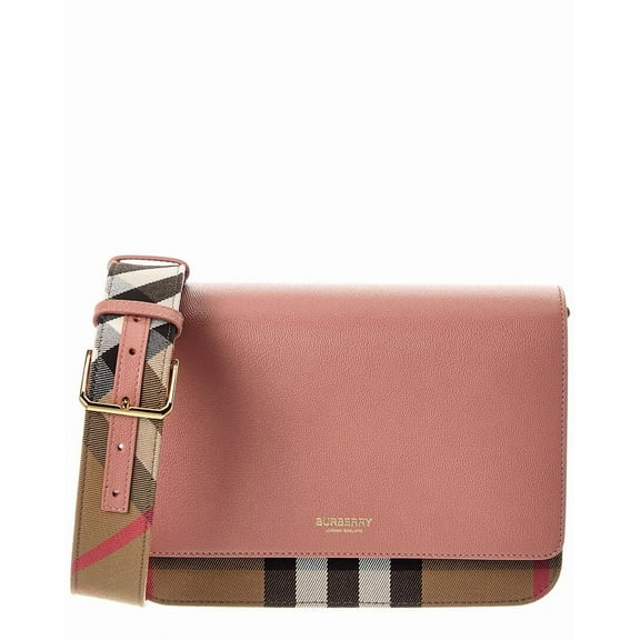 Burberry Check Canvas & Leather Shoulder Bag, Pink