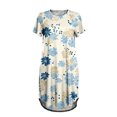 thumbnail image 4 of Harpily SleepWear for Women Short Sleeve Crew Neck Mid Dress Built-in Side Pockets Summer Indoor Outfit S, 4 of 4