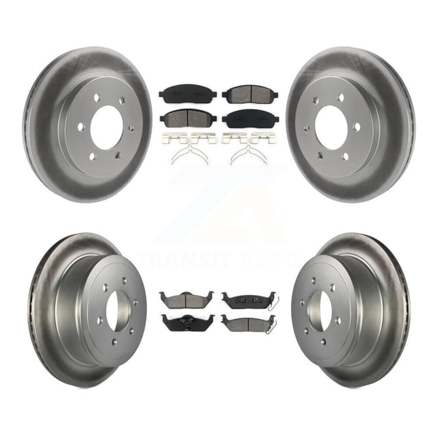 Transit Auto Front Rear Coated Disc Brake Rotors and Semi-Metallic Pads Kit for Car Ford F-150 Lincoln Mark LT 4WD KGS-100617