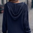 thumbnail image 3 of Blusa elegante con capucha, cuello en V, mangas largas acanaladas, estilo casual y elegante para mujer, talla 2XL, color azul oscuro, 3 of 5