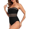 thumbnail image 2 of Women's Bandeau One Piece Bathing Suits Front Twist Swimwear Ruched Swimsuits Tummy Control, 2 of 6