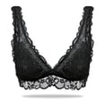 thumbnail image 4 of Wingslove Women's Floral Lace Bralette Demi Wirefree Bra,Black-M, 4 of 5