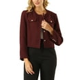 thumbnail image 1 of BLAZER CORTO DE TRABAJO PARA MUJERES INSPIRE CHIC DE MANGA LARGA ELEGANTE CHAQUETA DE TWEED XL ROJO VINO, 1 of 5