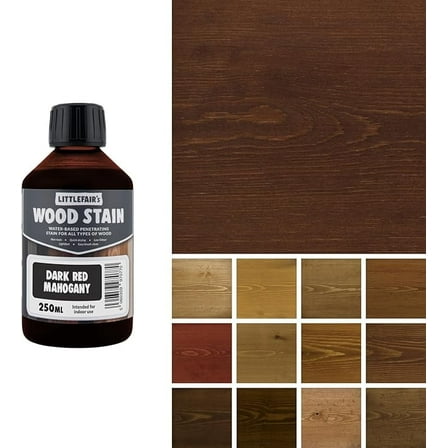 Littlefair's Wood Stain Water Based - 8.5oz/250ml - Indoor Furniture Stain Light & Dark Finishes - Special Non Toxic & Eco Friendly Formula - Wood Stain for Crafts - Color: Dark Red Mahogany