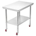 thumbnail image 1 of KFFKFF Table en Acier Inoxydable, Table de Préparation des Aliments 24 x 35,4 Pouces avec Roulettes, Table de Préparation de Cuisine avec Postes de Travail sous Tablette Réglables, 1 of 9