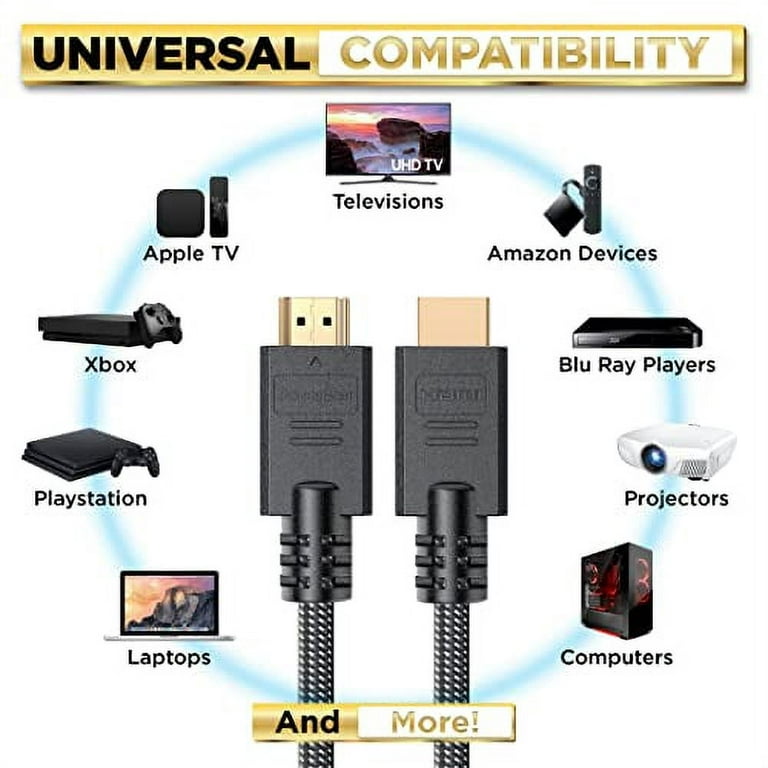 15ft (5m) Premium Certified HDMI 2.0 Cable with Ethernet - High Speed Ultra  HD 4K 60Hz HDMI Cable HDR10 - Long HDMI Cord (Male/Male Connectors) - For