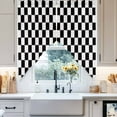 thumbnail image 3 of Swag Curtains Valances for Windows, Black And White Checkered Plaid Short Kitchen Window Curtains Over Sink, Classic Geometric Pattern Cafe Curtains Panel Set Of 2,Rod Pocket, 36 Inches Length, 3 of 8