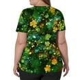 thumbnail image 5 of Women's St Patrick's Day Scrub Tops Short Sleeve V Neck Printed Workwear Top Shamrock Casual Uniform with Pocket 2026 Green M, 5 of 6
