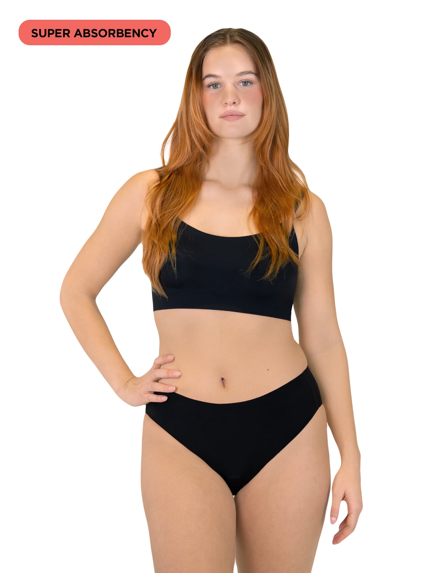 No Boundaries High-Rise Cheeky Super Absorbency Period Underwear, XS - XXL, 2 Pack