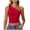 Red, variant on cocolona Summer One Shoulder Tank Tops for Women Sleeveless Crop Slim Fit Shirts Trendy Casual Solid Color Blouses