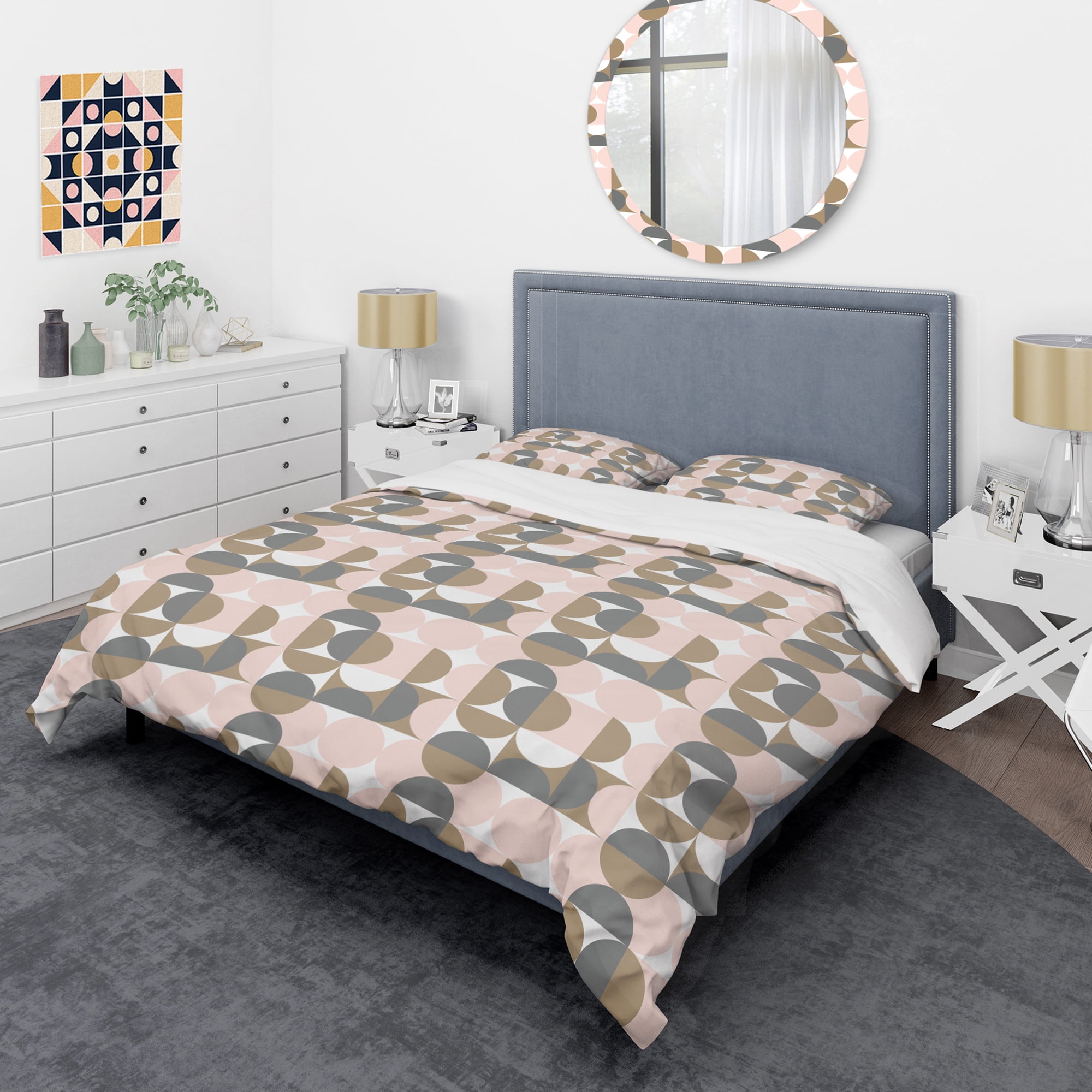 Designart 'Retro Circular Pattern IV' Mid-Century Modern Duvet Cover Set