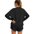 thumbnail image 5 of Lumtrix Women'S 2 Piece Lounge Sets Crew Neck Oversized Sweatshirts Sweat Shorts With Pockets Matching Tracksuit Set Trebdy Casual Outfits Black L, 5 of 6