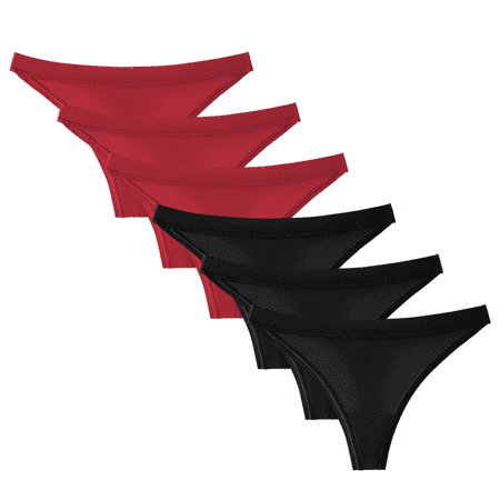 Fulorrnie Underwear for Women Plus Size High Cut Breathable Comfort Panties Cute Thong Drop Waist Seamless Panty Red XXL