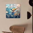 thumbnail image 4 of 14 Inch Wall Clock Battery Operated Square Clock Decorative for Office, Kitchen, Outdoor, Living Room，Wonderful Underwater Corals Fishes Colorful, 4 of 4