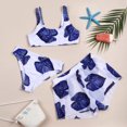 thumbnail image 2 of Girls Bathing Suits Size 14-16 V-Neck Floral Print 3 Piece Bathing Suits Breathable 3 Piece Bathing Suits for Summer Vacation,C-Blue,130(6-8 Years), 2 of 7