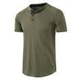 thumbnail image 2 of Fridja Chemise Boutonnée pour Hommes, Chemise Décontractée à Manches Courtes et Col Rabattu, Été, Col en V, Pull-Over, Chemises de Golf pour Usage Quotidien (Vert Armée, S), 2 of 5