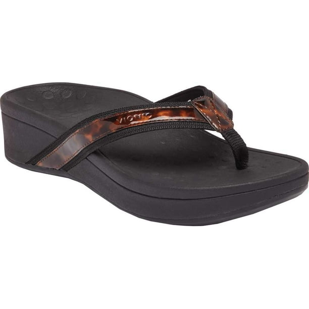 Vionic Women's Vionic High Tide Toe Post Sandal Black Tortoise