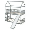 thumbnail image 4 of Twin Over Twin Bunk Bed with Slide, House Bed with Slide, Gray, 4 of 8