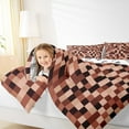 thumbnail image 4 of Homewish Pixel Artistic Bedding Comforter Set,Brown Black Twin Comforter Sets,Modern Geometric Aesthetic Bedding Set For Girl Boys,Breathable Home Decor Reversible,2 Pieces, 4 of 8