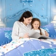 thumbnail image 4 of meiyoeat Ice Sequin Print Monogram T Twin Comforter Sets,Blue Bowknot Initial Aesthetic Bedding Set For Girl,Colorful Stars Reversible,2-Piece,1 Comforter and 1 Pillowcase, 4 of 7