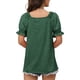 thumbnail image 4 of Camiseta de manga soplada para mujer, color puro, suelta, suave, agradable a la piel, blusa de manga corta de moda para trabajo de oficina al aire libre, 4 of 6