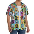 thumbnail image 4 of Vsdgher Cute Dogs Collage Print Men's Wrinkle Free Untucked Cuban Shirt Business Casual Button Down Shirts Short Sleeve Shirt, 4 of 7