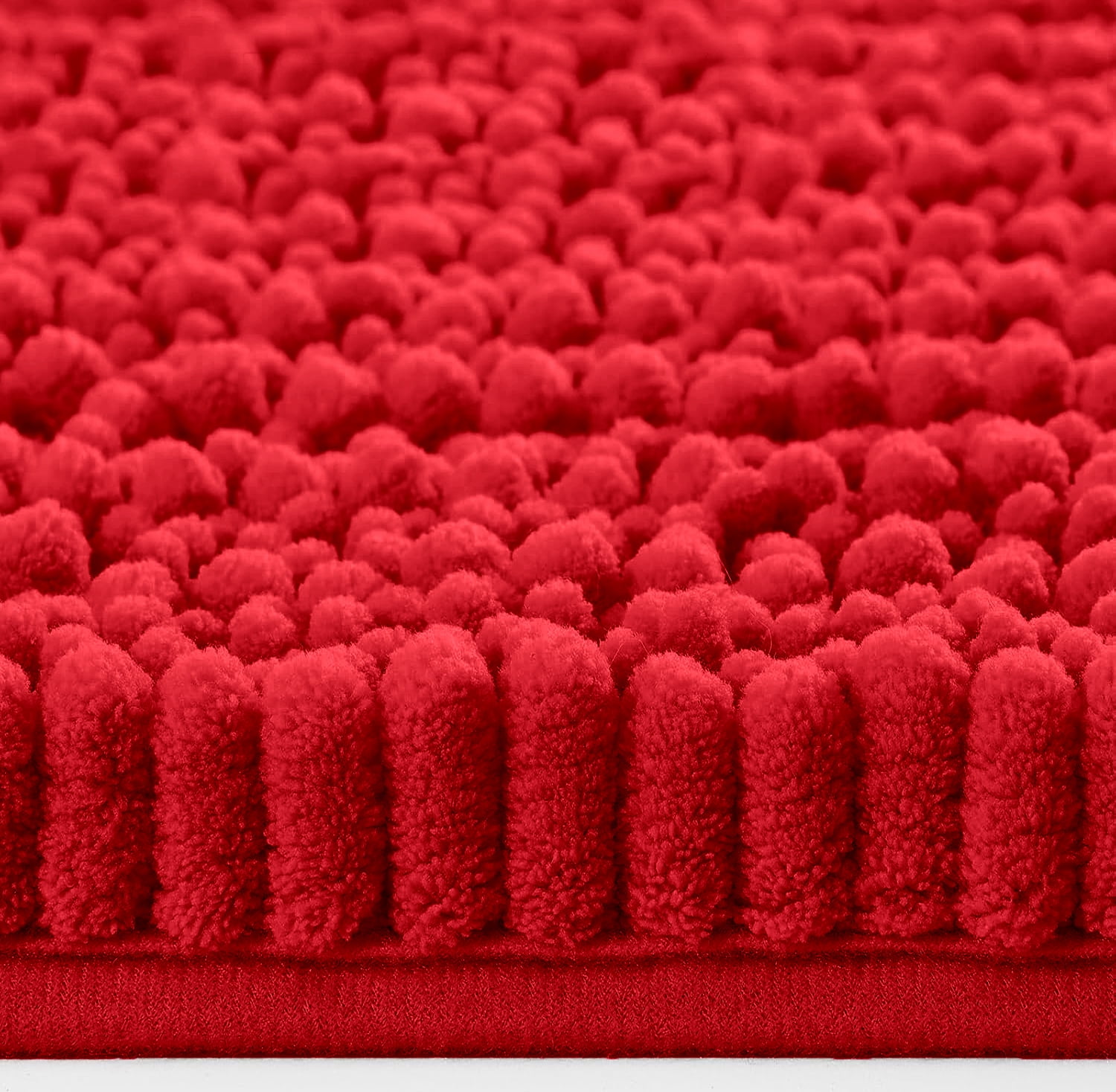 2 Piece Set Red Soft Cozy Plush Chenille Bath Mat Bathroom Rug