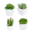 thumbnail image 4 of MLINS Cute Fake Succulent Plants in White Ceramic Planters for Decor Use 4Pcs Mini Assorted Green 3.5x3.5x3.5 Inches, 4 of 8