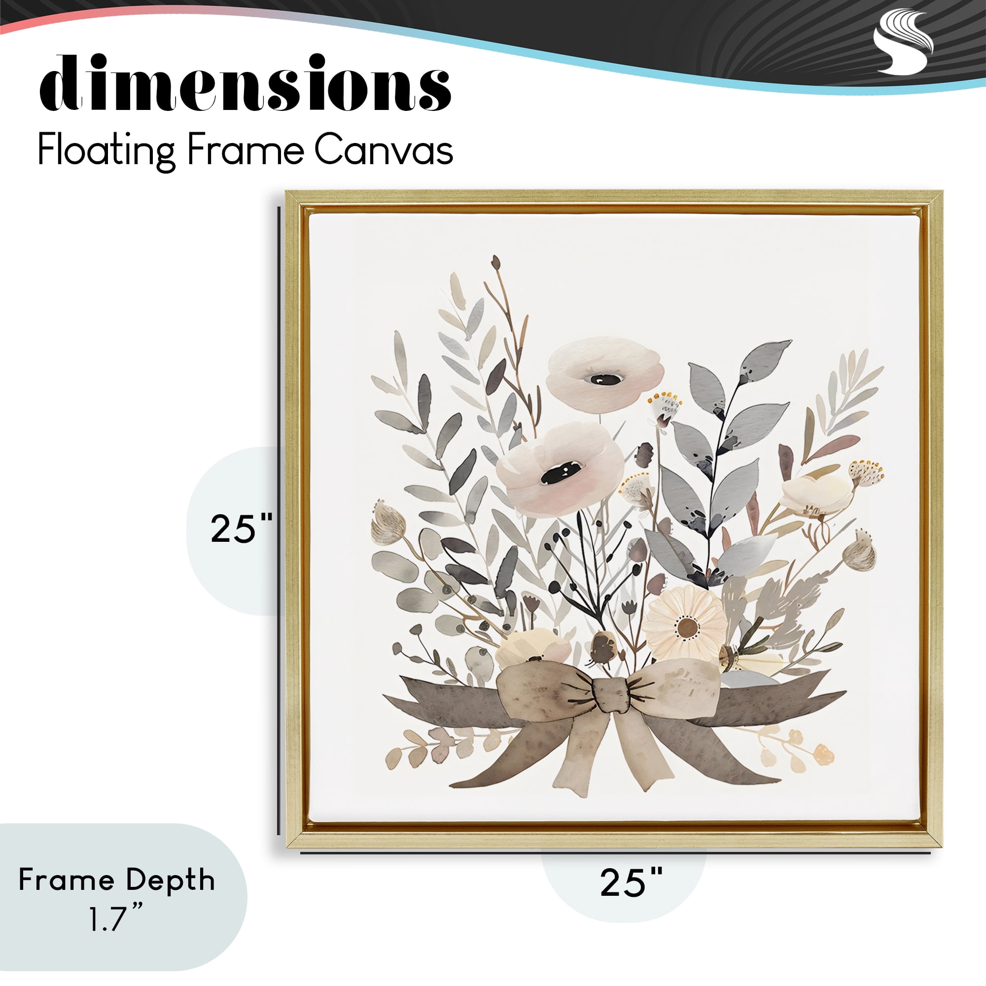 Stupell Industries Neutral Floral Bouquet Beige Gold Framed Floater Canvas Wall Art, design by Creative Studio