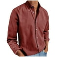 thumbnail image 3 of LIBRCLO Mens T-Shirts Long Sleeve Button V-Neck Shirts Solid Color Casual Fashion Turndown Collar Opening And Closing Blouse, 3 of 6