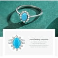 thumbnail image 5 of Bellitia Jewelry 925 Sterling Silver Oval Turquoise and Cubic Zirconia Statement Bridal Engagement Princess Diana/Kate Middleton Royal Ring for Women, 5 of 7