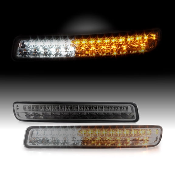 AKKON - For GMC Sierra Yukon Yukon XL Pair of Smoked Lens LED Front Bumper Turn Signal Light Lamp Set