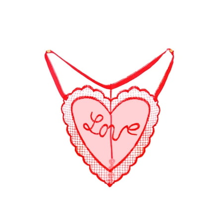 Transparent Love Heart G-string Low Waist Women Underwear Back Beading
