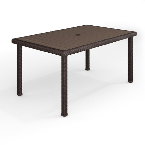 Martha Stewart 62" Indoor-Outdoor Patio Table with Engineered Wood Top in Brown Rattan Wicker