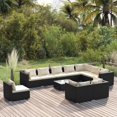 thumbnail image 1 of vidaXL 11 Piece Garden Lounge Set with Cushions Poly Rattan Black, 1 of 5