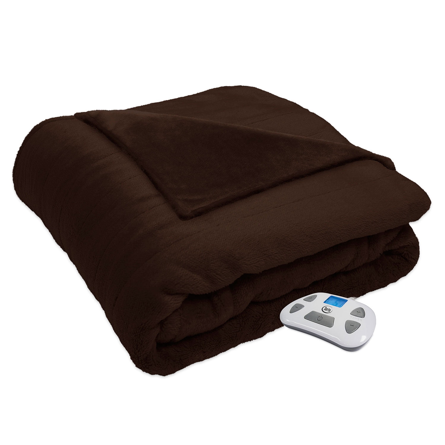 Serta 874515 Silky Plush Electric Heated Warming Blanket Twin Chocolate