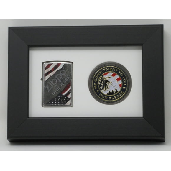 Zippo - Challenge Coin Lighter Picture Display Wall Frame, Holds 1 Lighter and 1 Coin 44mm (Not Included) Made in the USA