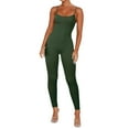 thumbnail image 2 of WNEGSTG Women Workout Seamless Jumpsuit Yoga Ribbed Bodycon Spaghetti Strap Leggings Romper Green, 2 of 8