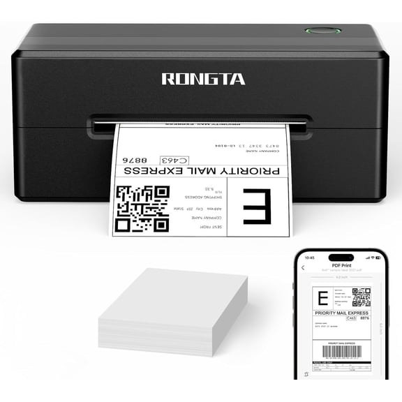 Rongta 4x6 Bluetooth Thermal Shipping Label Printer, Wireless Shipping Label Maker for Amazon FBA, Shopify, FedEx | Compatible with Windows/Mac/Android/iOS (Black)